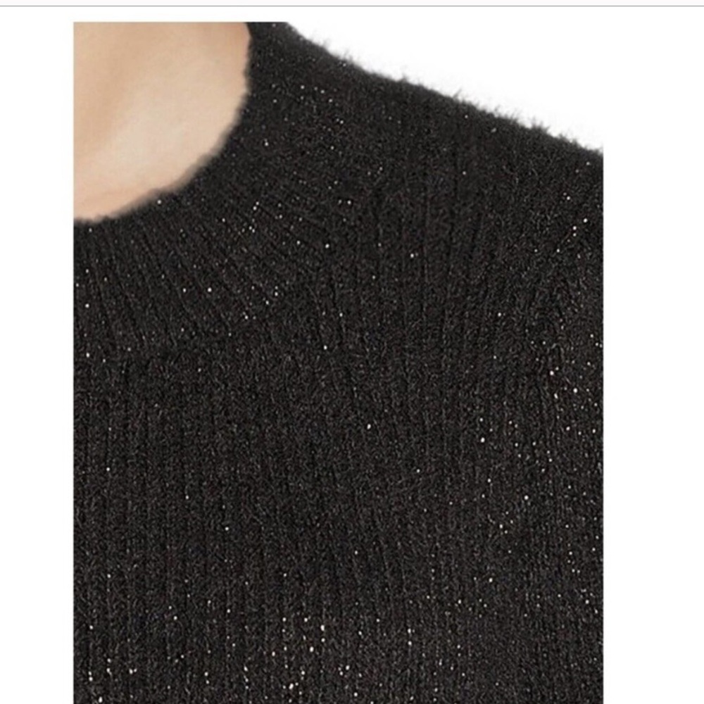 Time & Tru NWT Womens Puff Sleeve Crew Neck Sweater Black Gold Medium Mob Wife - Picture 8 of 15